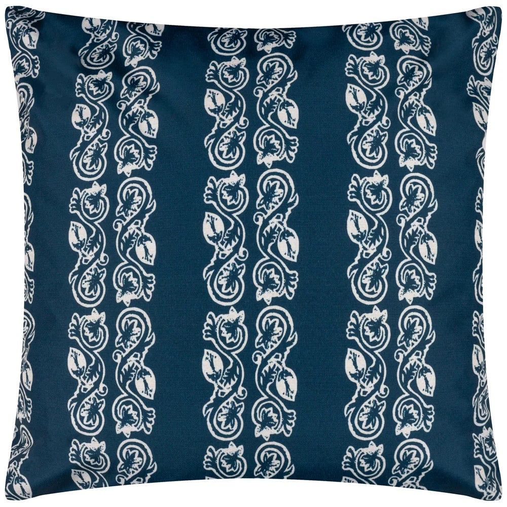 Navy - Front - Paoletti Kalindi Stripe Outdoor Cushion Cover