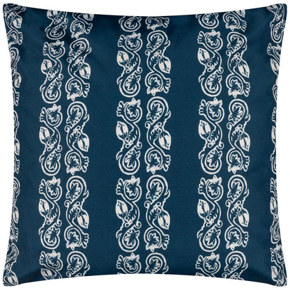 Navy - Front - Paoletti Kalindi Stripe Outdoor Cushion Cover