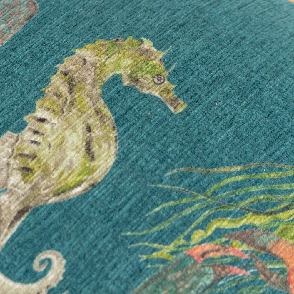 Ocean Blue - Lifestyle - Wylder Tropics Abyss Chenille Sea Creatures Cushion Cover
