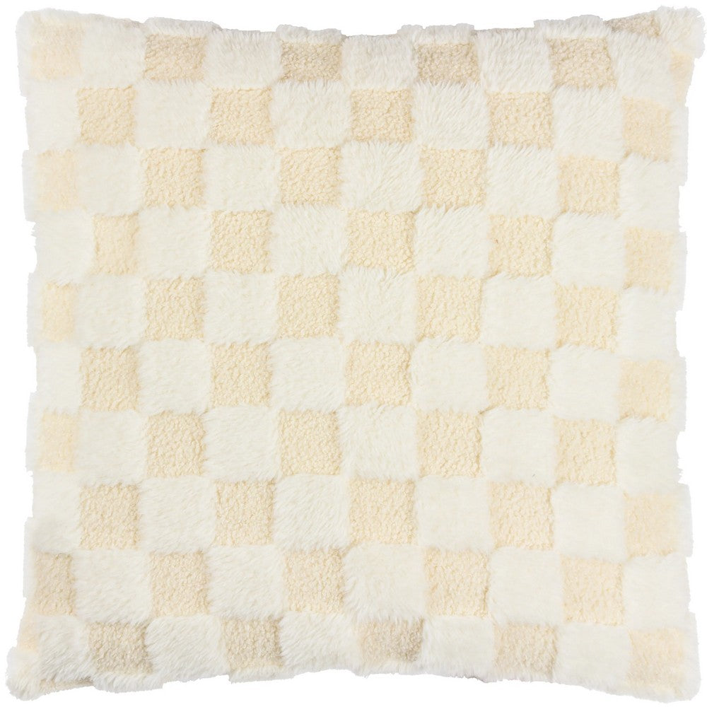 Dreamy Cream - Front - Heya Home Check It Fleece Cushion Cover