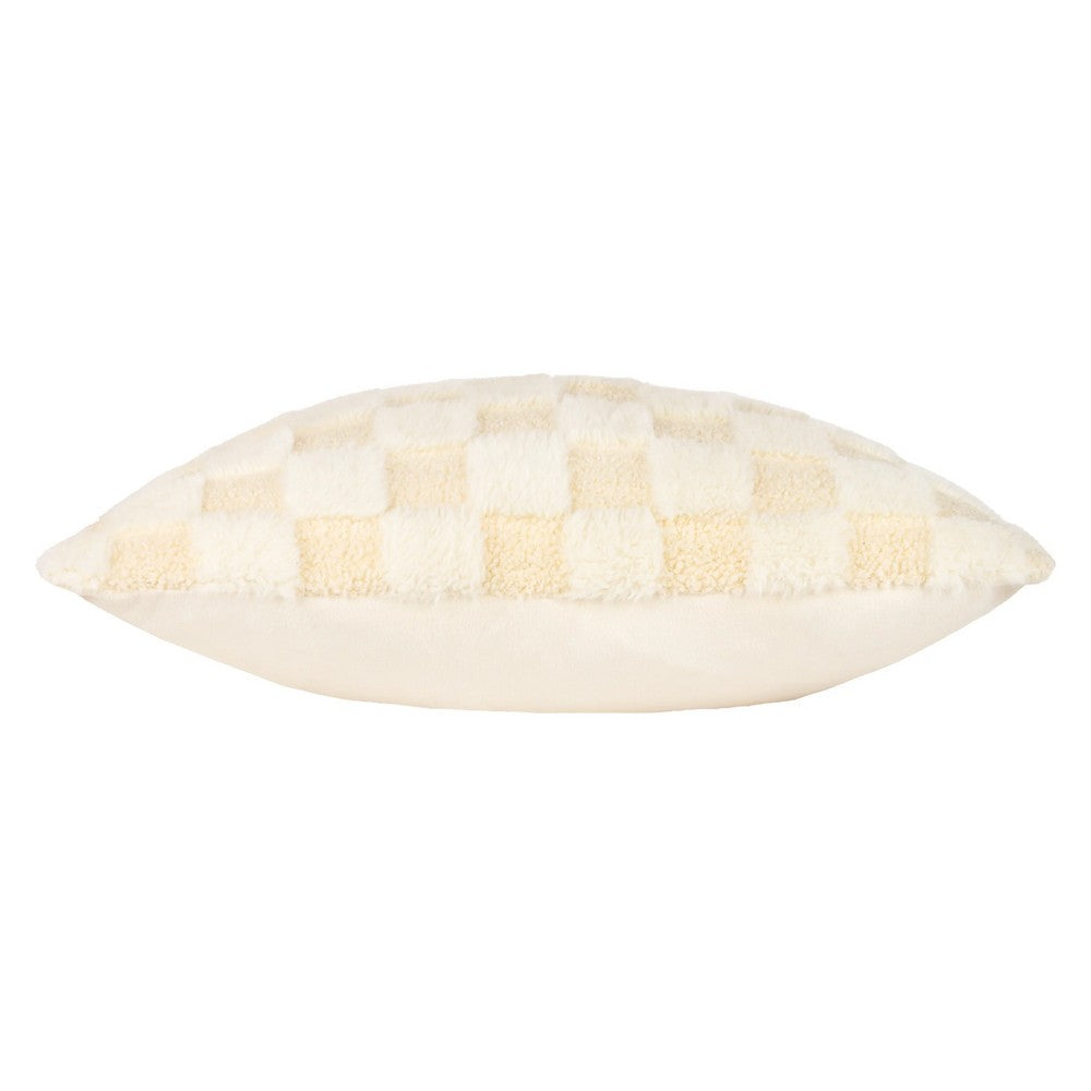 Dreamy Cream - Side - Heya Home Check It Fleece Cushion Cover