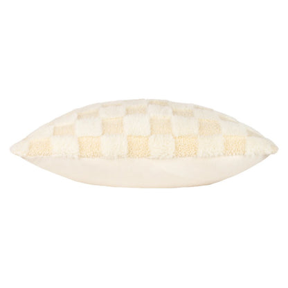 Dreamy Cream - Side - Heya Home Check It Fleece Cushion Cover