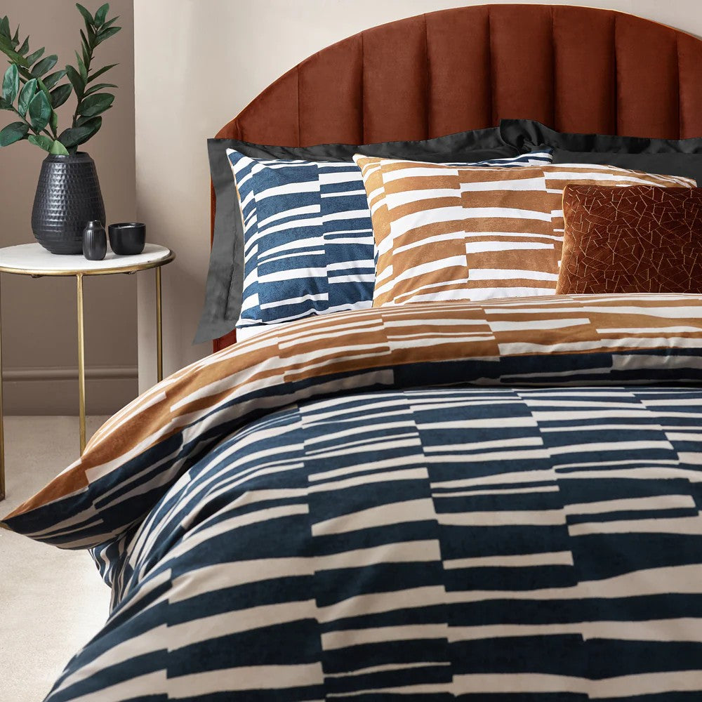 Dusk-Bronze - Back - Hoem Piper Reversible Cotton Abstract Duvet Cover Set