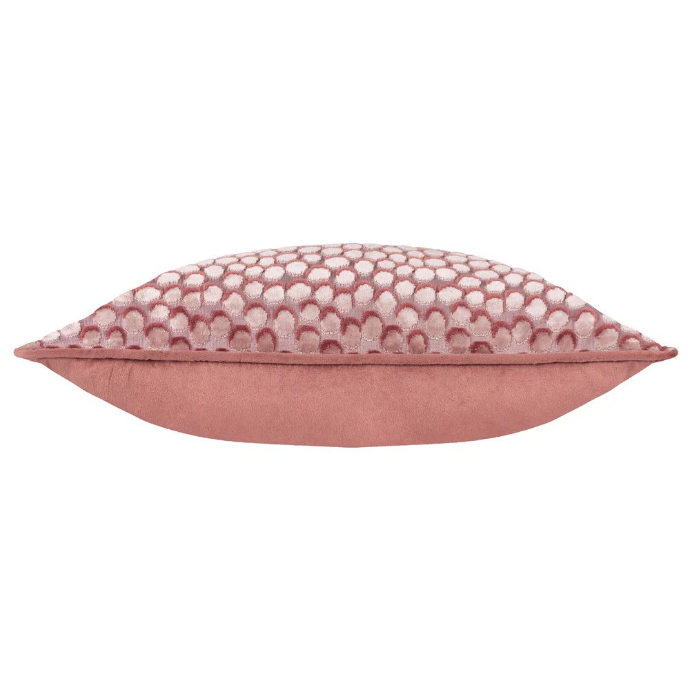 Plaster Pink - Side - Hoem Lanzo Piped Velvet Cut Cushion Cover