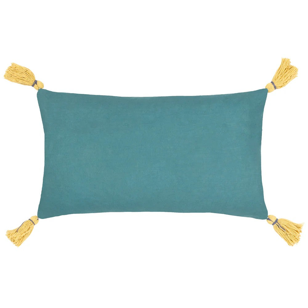 Multicoloured-Gold - Back - Wylder Traloa Tassel Floral Cushion Cover