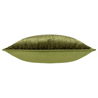 Olive - Side - Hoem Malans Piped Velvet Cut Cushion Cover