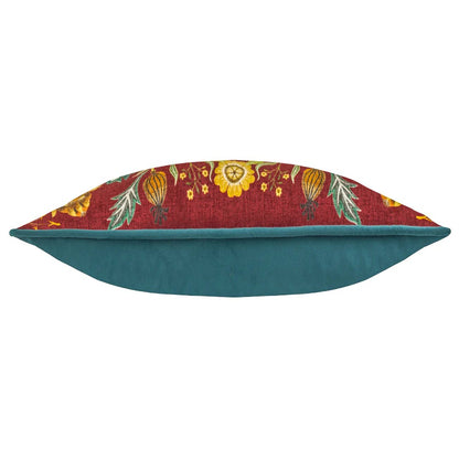 Burgundy - Side - Evans Lichfield Hawthorn Piped Chenille Birds Cushion Cover