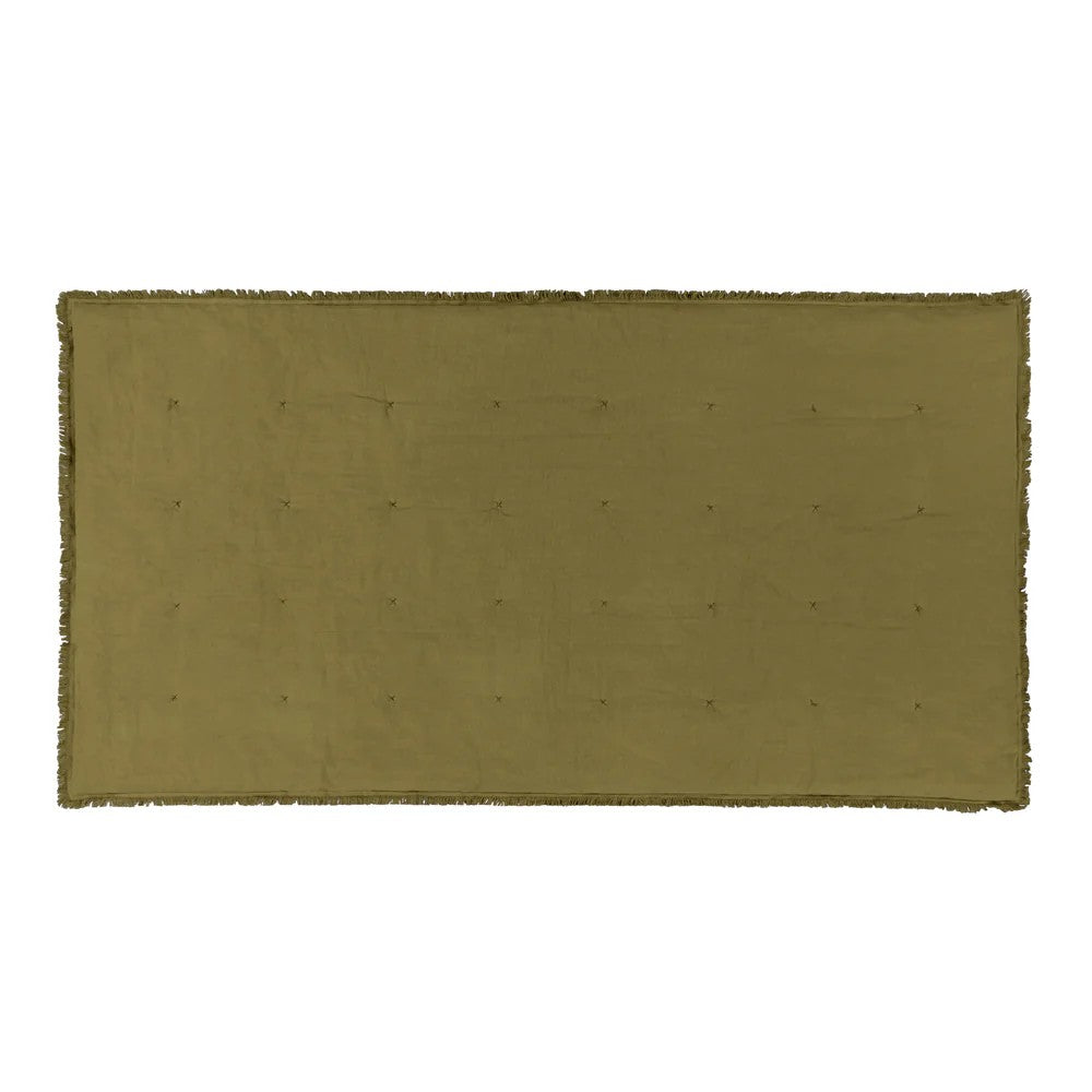 Moss - Back - Yard Jaye Fringed Velvet Bedspread