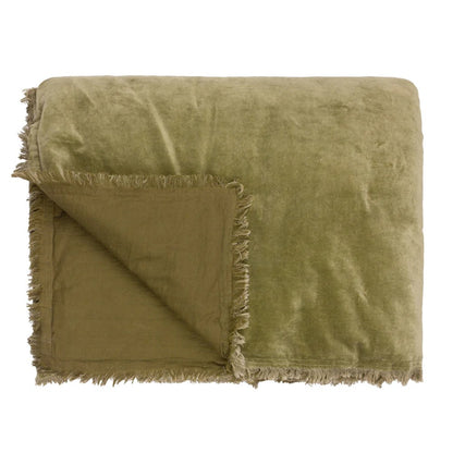 Moss - Side - Yard Jaye Fringed Velvet Bedspread