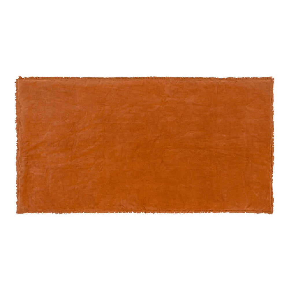 Rust - Front - Yard Jaye Fringed Velvet Bedspread