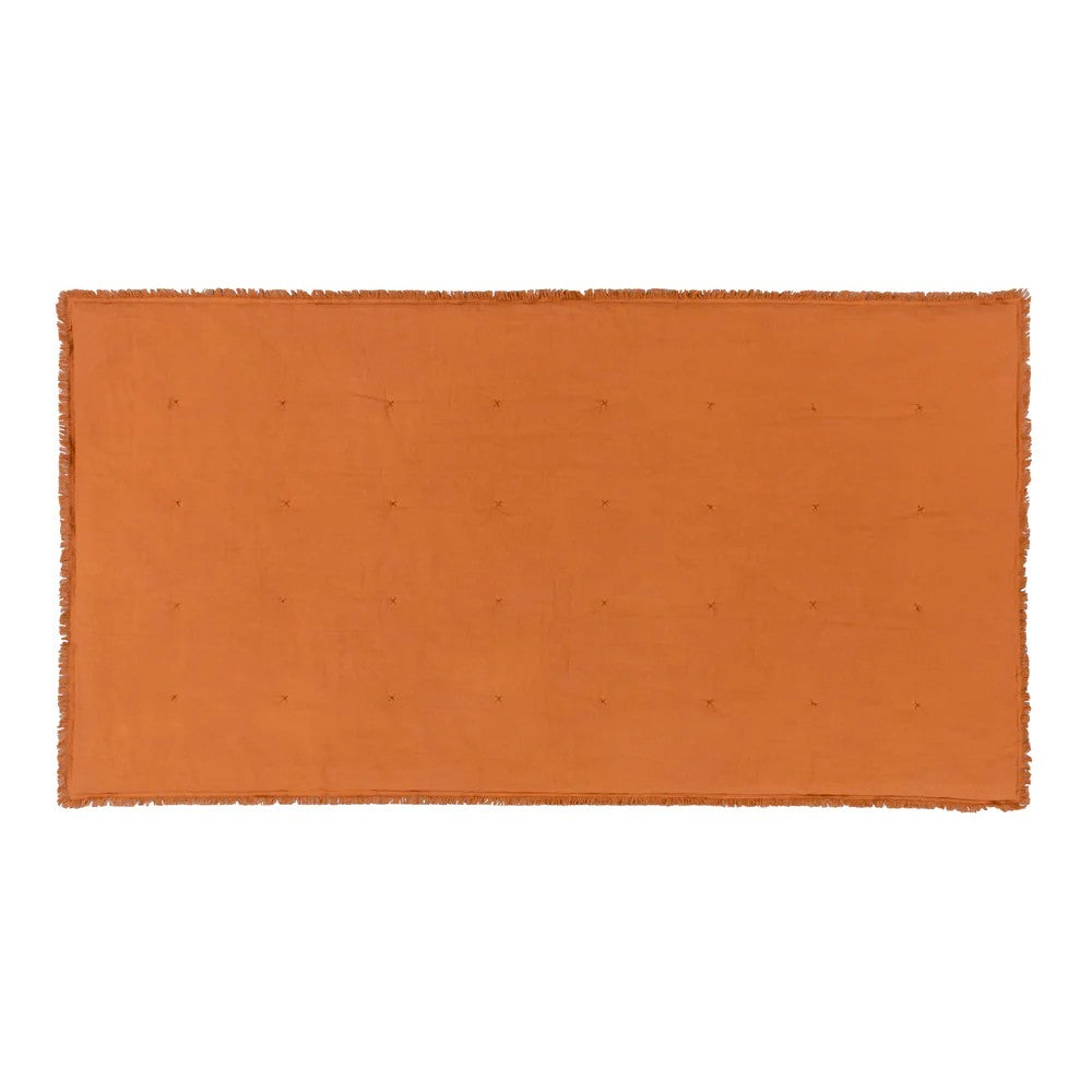 Rust - Back - Yard Jaye Fringed Velvet Bedspread