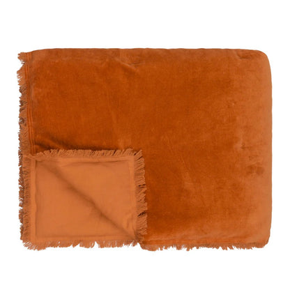 Rust - Side - Yard Jaye Fringed Velvet Bedspread
