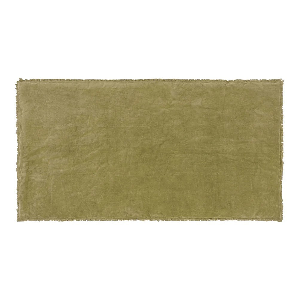 Moss - Front - Yard Jaye Fringed Velvet Bedspread