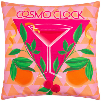 Pink - Front - Furn Cosmo O' Clock Abstract Outdoor Cushion Cover