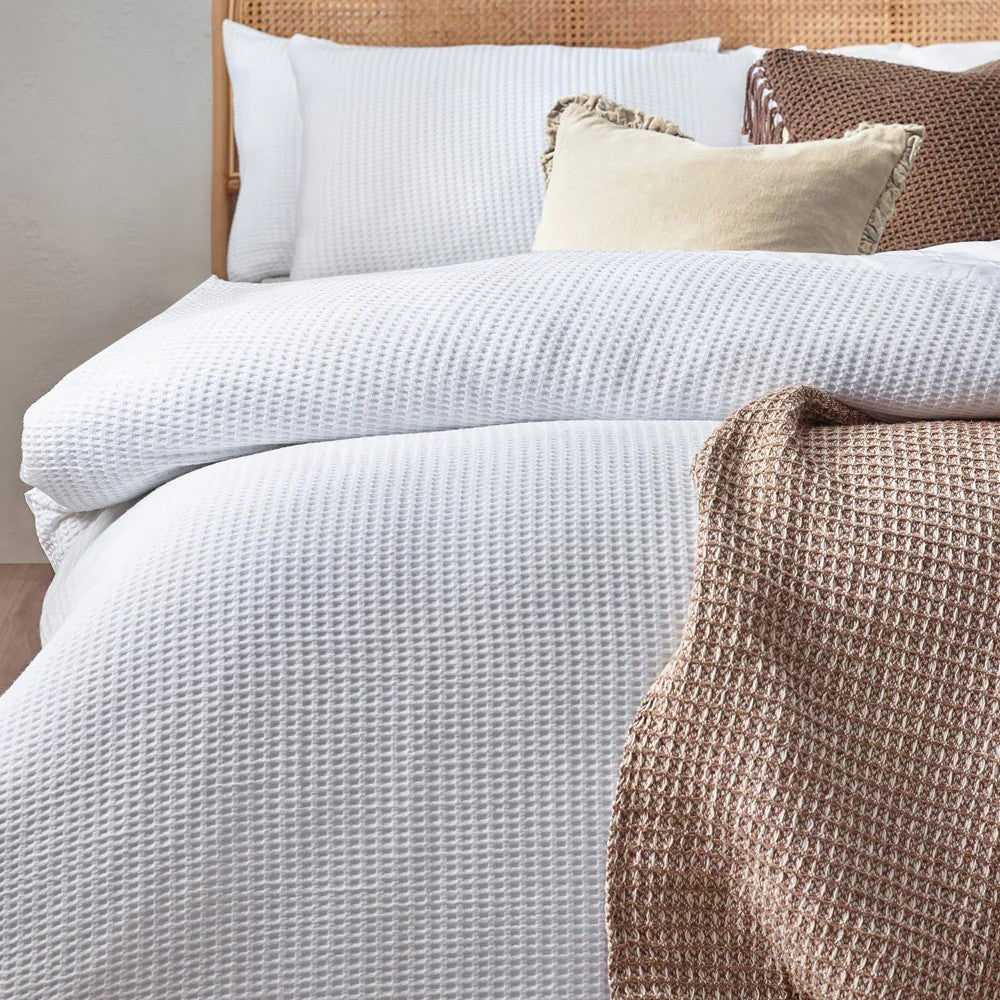 White - Back - Yard Chunky Cotton Waffle Duvet Cover Set