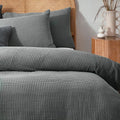 Dusk - Back - Yard Chunky Cotton Waffle Duvet Cover Set