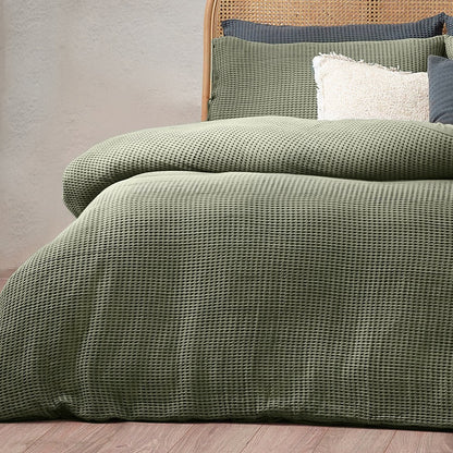 Eucalyptus - Back - Yard Chunky Cotton Waffle Duvet Cover Set