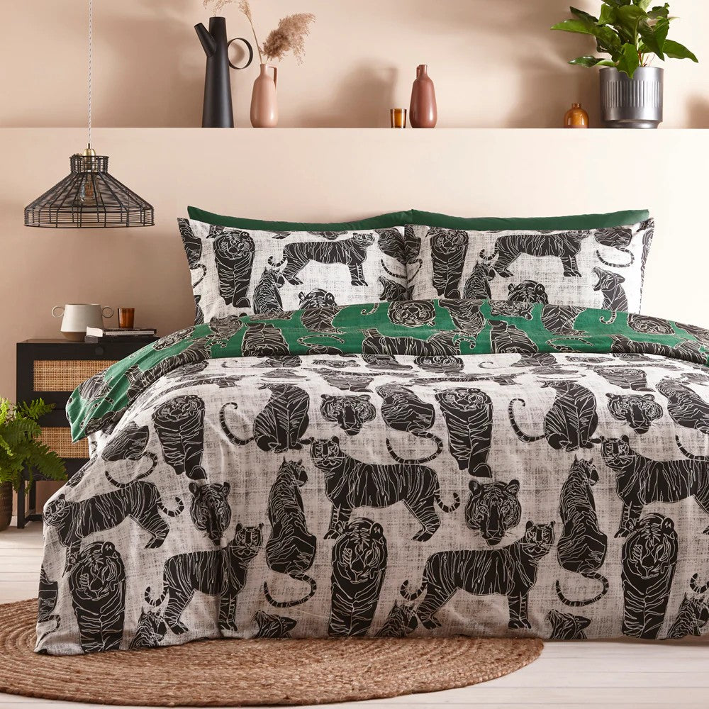 Jungle Green - Back - Furn Reversible Wildcat Duvet Cover Set