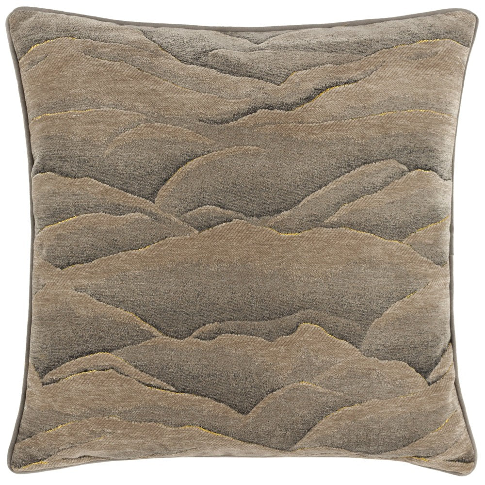 Taupe - Front - Paoletti Stratus Piping Detail Jacquard Cushion Cover