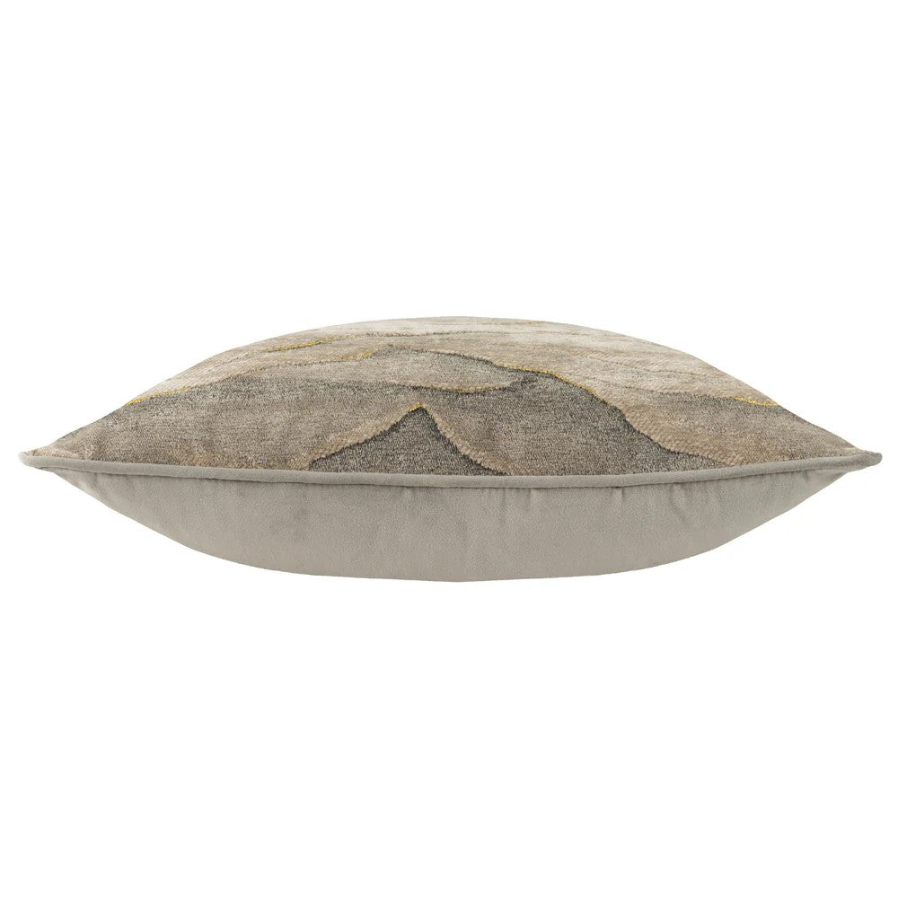 Taupe - Side - Paoletti Stratus Piping Detail Jacquard Cushion Cover