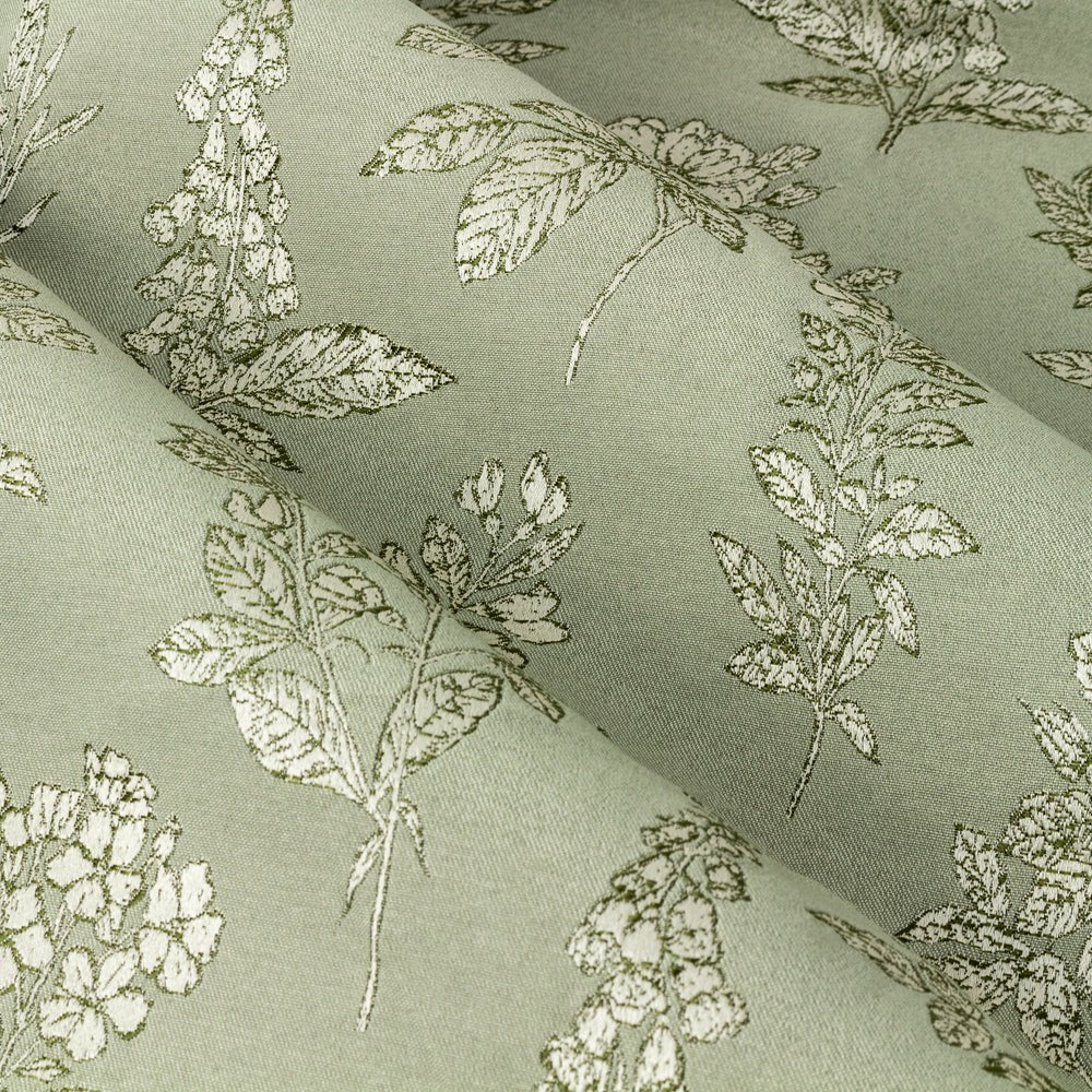 Sage - Back - Wylder Nature Sophia Jacquard Floral Eyelet Curtains