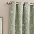 Sage - Side - Wylder Nature Sophia Jacquard Floral Eyelet Curtains