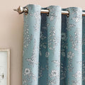 Blue - Side - Wylder Nature Sophia Jacquard Floral Eyelet Curtains