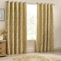 Gold - Front - Wylder Nature Sophia Jacquard Floral Eyelet Curtains