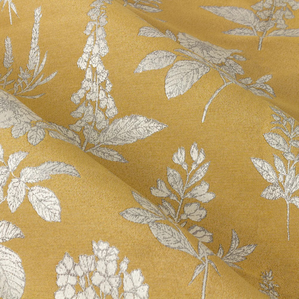 Gold - Back - Wylder Nature Sophia Jacquard Floral Eyelet Curtains