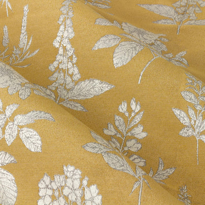 Gold - Back - Wylder Nature Sophia Jacquard Floral Eyelet Curtains