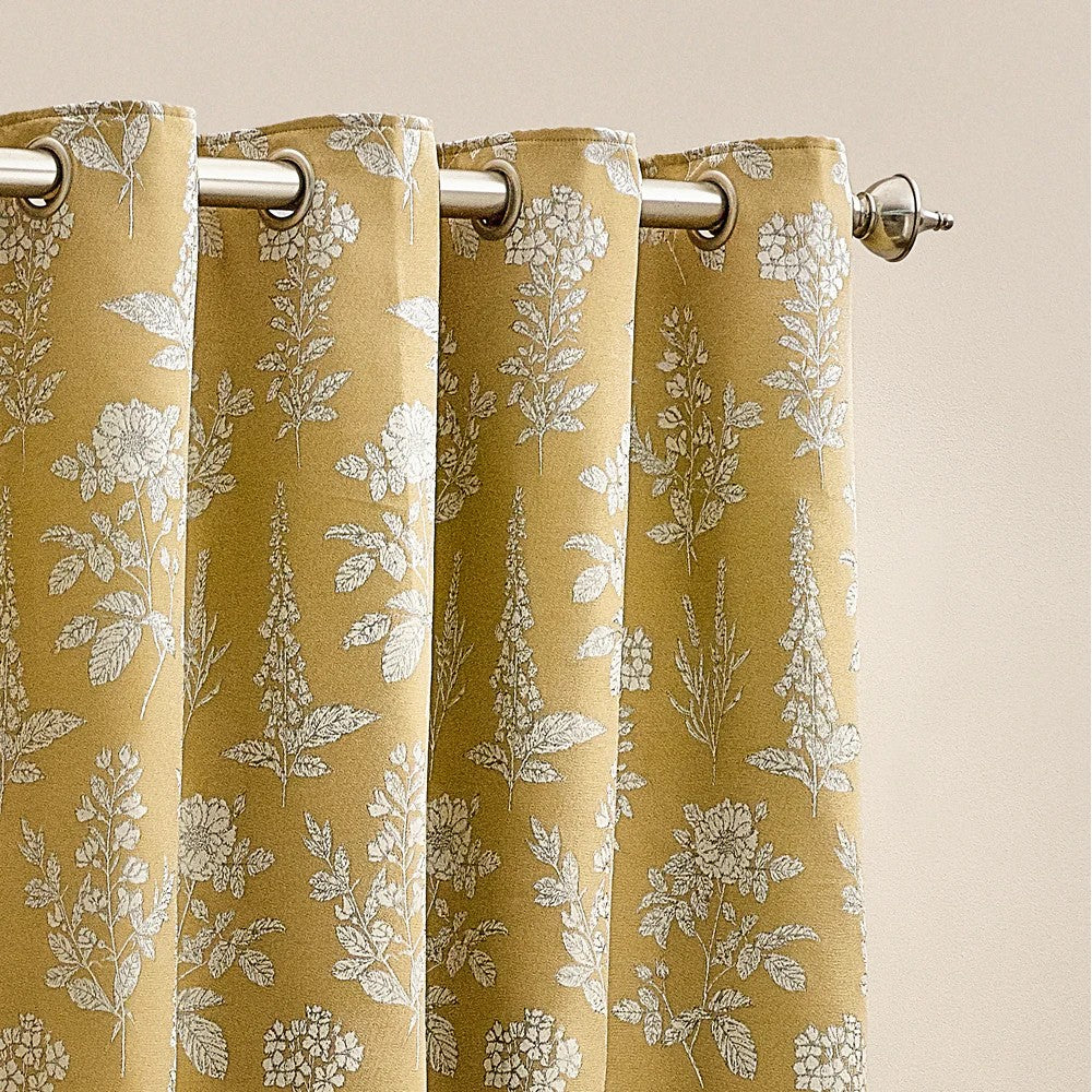 Natural - Front - Wylder Nature Sophia Jacquard Floral Eyelet Curtains