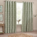 Sage - Front - Wylder Nature Sophia Jacquard Floral Eyelet Curtains