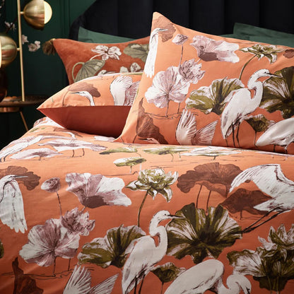 Coral - Back - Wylder Tropics Kushiro Exotic Sateen Duvet Cover Set