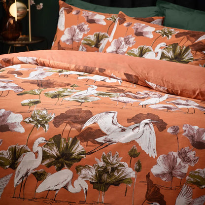 Coral - Side - Wylder Tropics Kushiro Exotic Sateen Duvet Cover Set