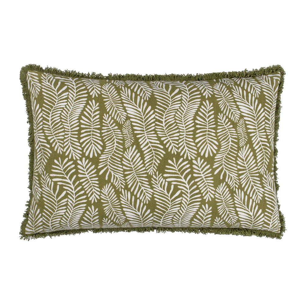 Olive - Front - Hoem Frond Abstract Cushion Cover