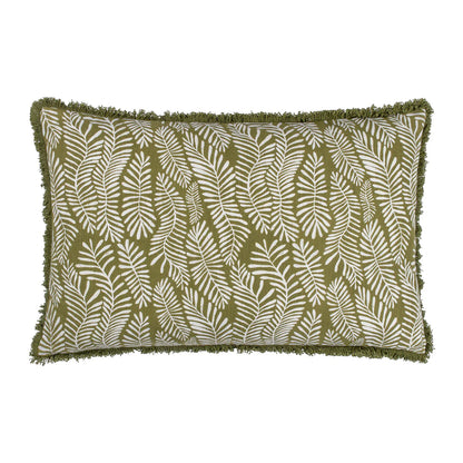 Olive - Front - Hoem Frond Abstract Cushion Cover