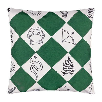 Green - Back - Furn Checkerboard Outdoor Cushion Cover