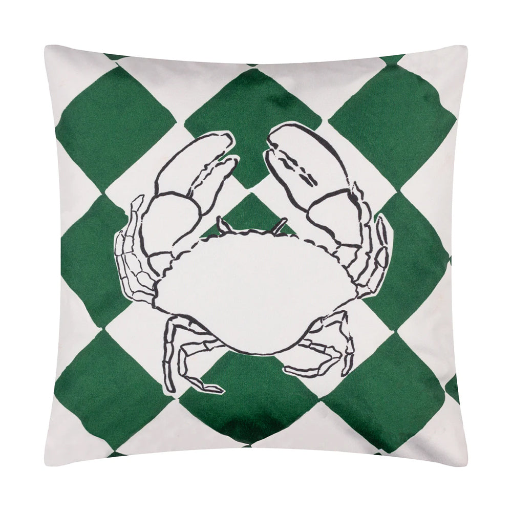 Green - Front - Furn Checkerboard Outdoor Cushion Cover