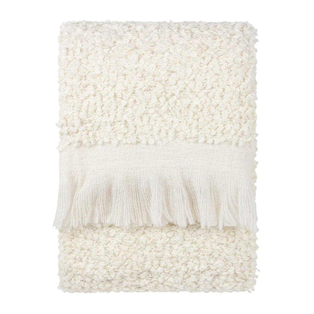 Ecru - Front - Yard Ulsmere Bouclé Fringe Throw