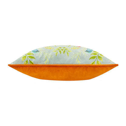 White-Orange - Side - Wylder Nectar Contrast Piping Velvet Blossom Cushion Cover