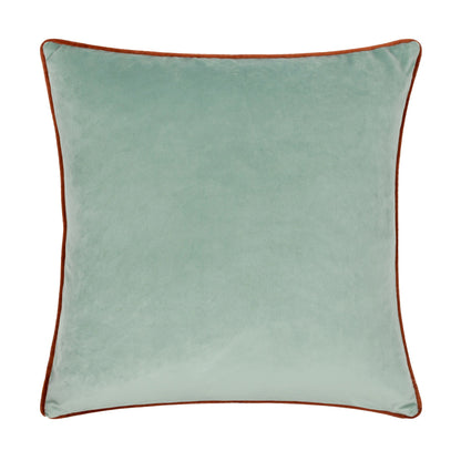 Teal - Back - Little Furn Roar Piped Velvet Cushion Cover