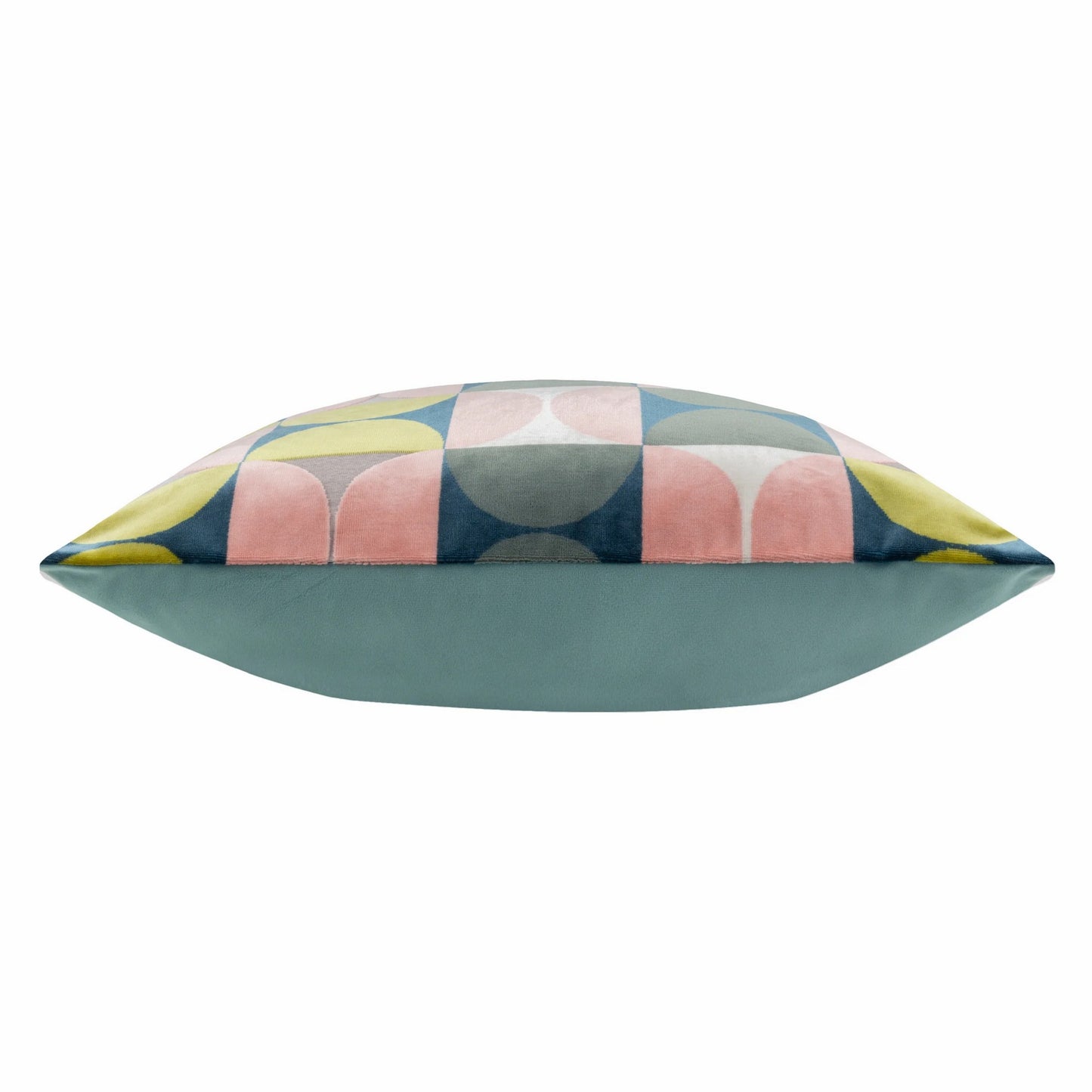 Pink-Avocado Green - Side - Paoletti Bardot Cut Velvet Cushion Cover