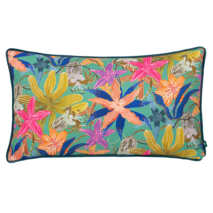 Multicoloured - Front - Wylder Luna Piped Tropical Cushion Cover