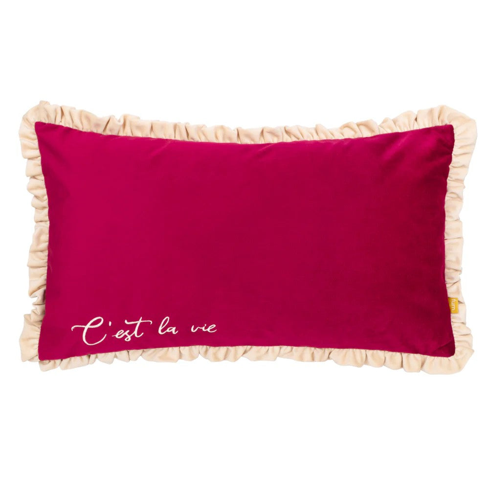 Berry - Front - Furn Cest La Vie Embroidered Cushion Cover