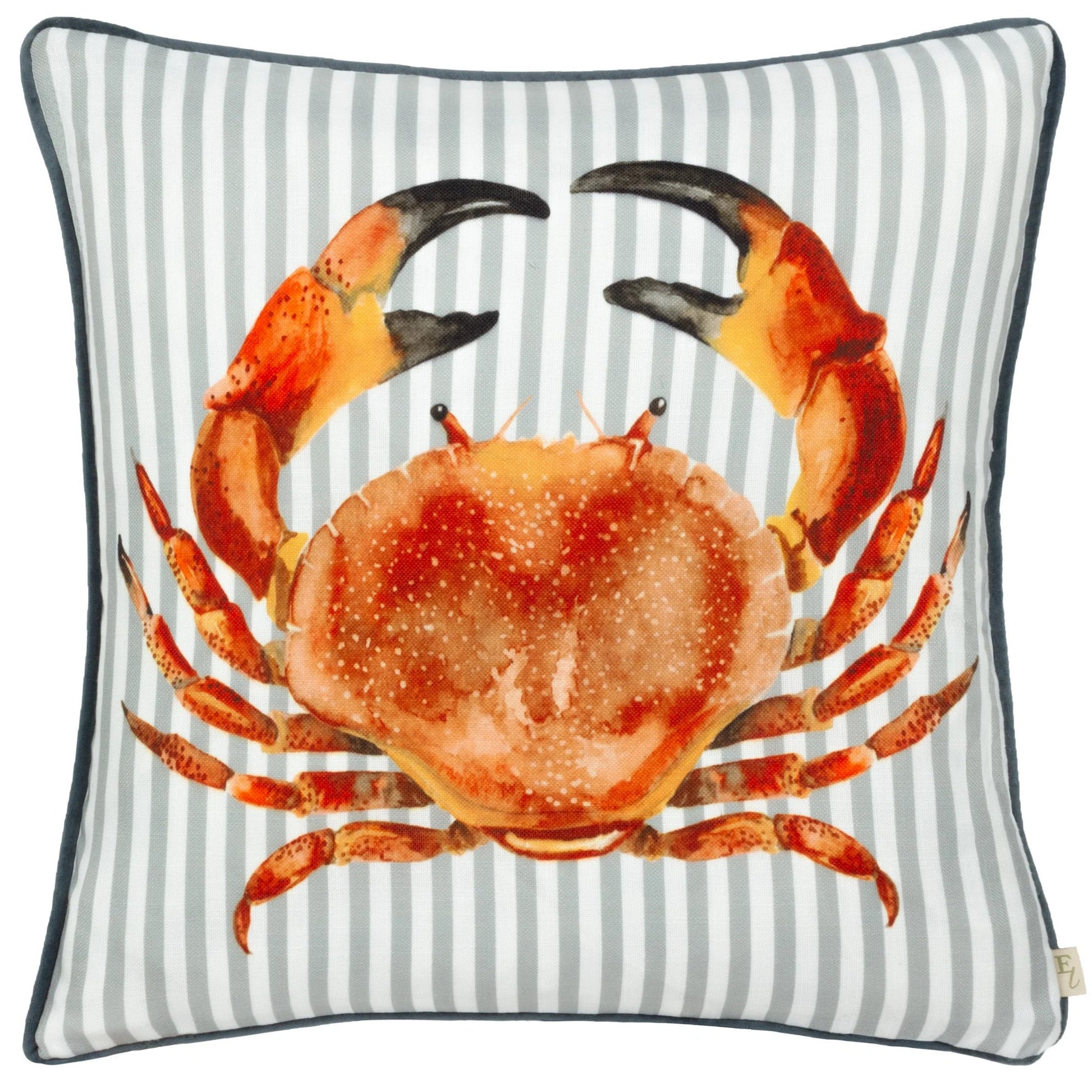 Multicoloured - Front - Evans Lichfield Salcombe Piped Crab Cushion Cover