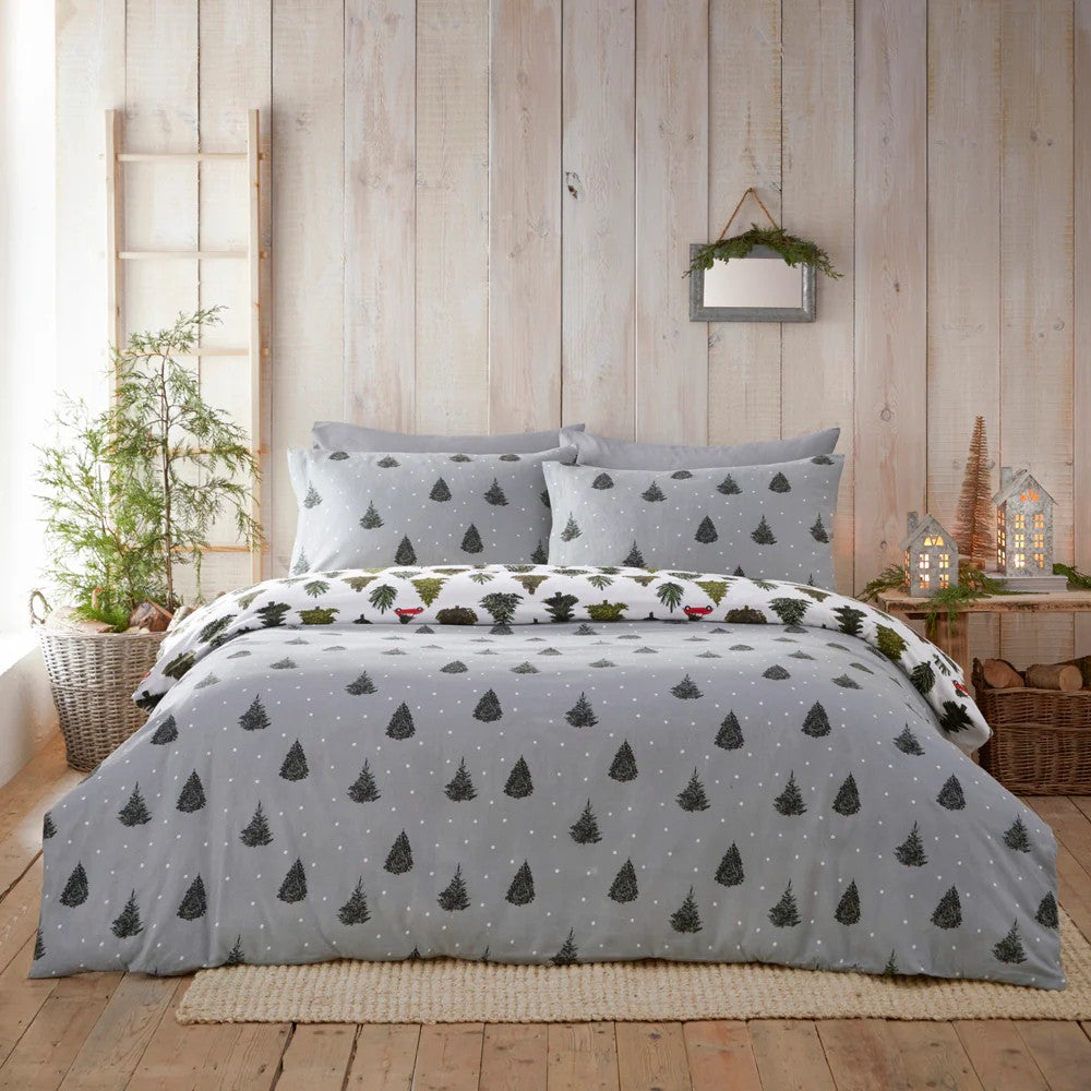 Pine Green - Back - Furn Evergreen Brushed Cotton Duvet Cover Set