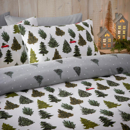 Pine Green - Side - Furn Evergreen Brushed Cotton Duvet Cover Set