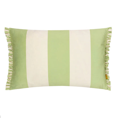 Green - Front - Furn Araya Velvet Striped Cushion Cover