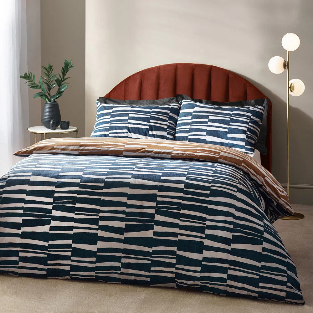 Dusk-Bronze - Front - Hoem Piper Reversible Cotton Abstract Duvet Cover Set