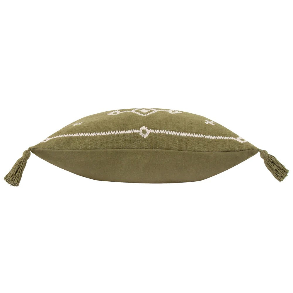 Khaki - Side - Yard Folis Embroidered Cushion Cover
